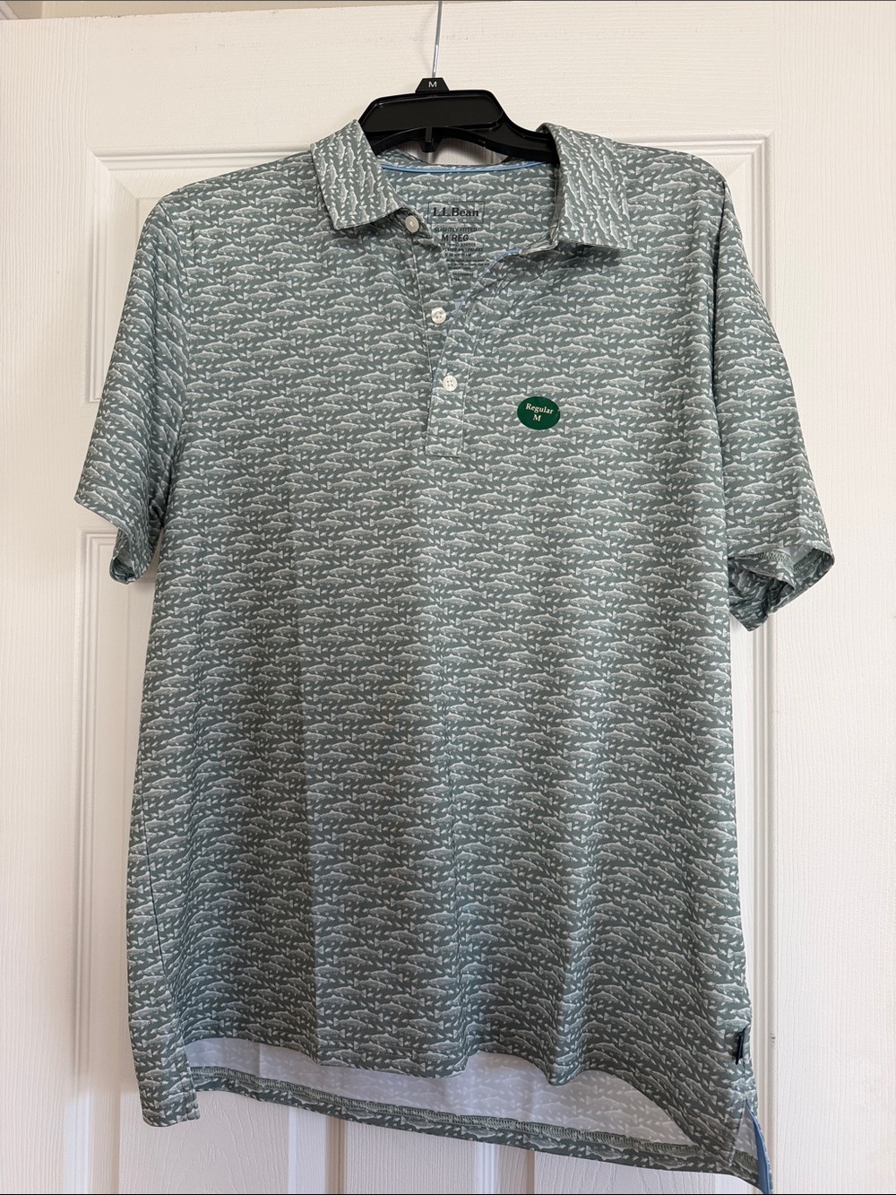 L.L. Bean Sage Green Patterned Men's Polo